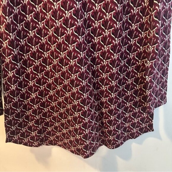 J Jill Ladie’s Ponte burgundy Top long sleeved tunic geometric Size Small - Picture 5 of 11
